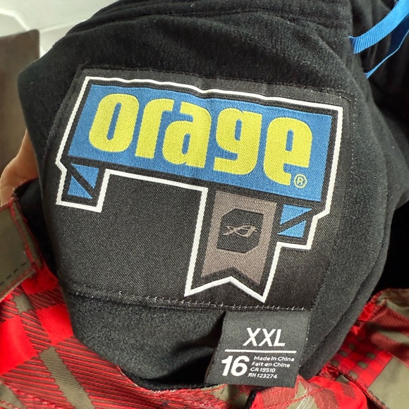 Orage Prime 10 Boys Red & Tan Plaid Insulated Ski Pants sz: XXL or 16 - Picture 12 of 15